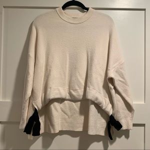 Zara Knit Cream Sweater with Black Ties